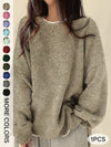 Drop Shoulder Split Hem Sweater