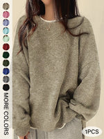 Drop Shoulder Split Hem Sweater
