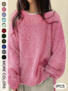 Drop Shoulder Split Hem Sweater