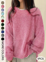 Drop Shoulder Split Hem Sweater