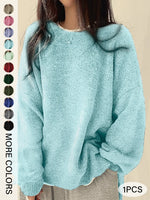 Drop Shoulder Split Hem Sweater