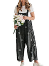 Floral Print Cotton Denim Overalls