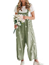Floral Print Cotton Denim Overalls
