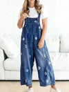 Floral Print Cotton Denim Overalls
