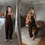 Tanming Corduroy Wide Leg Overalls
