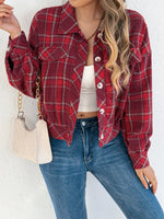Plaid Print Button Front Jacket