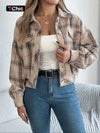 Plaid Print Button Front Jacket