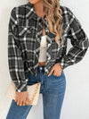 Plaid Print Button Front Jacket