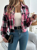 Plaid Print Button Front Jacket