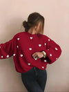 Heart Print Knitted Sweater