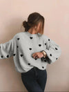 Heart Print Knitted Sweater