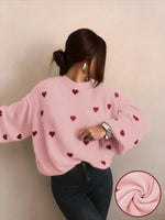 Heart Print Knitted Sweater