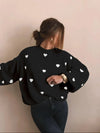 Heart Print Knitted Sweater