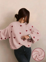 Heart Print Knitted Sweater