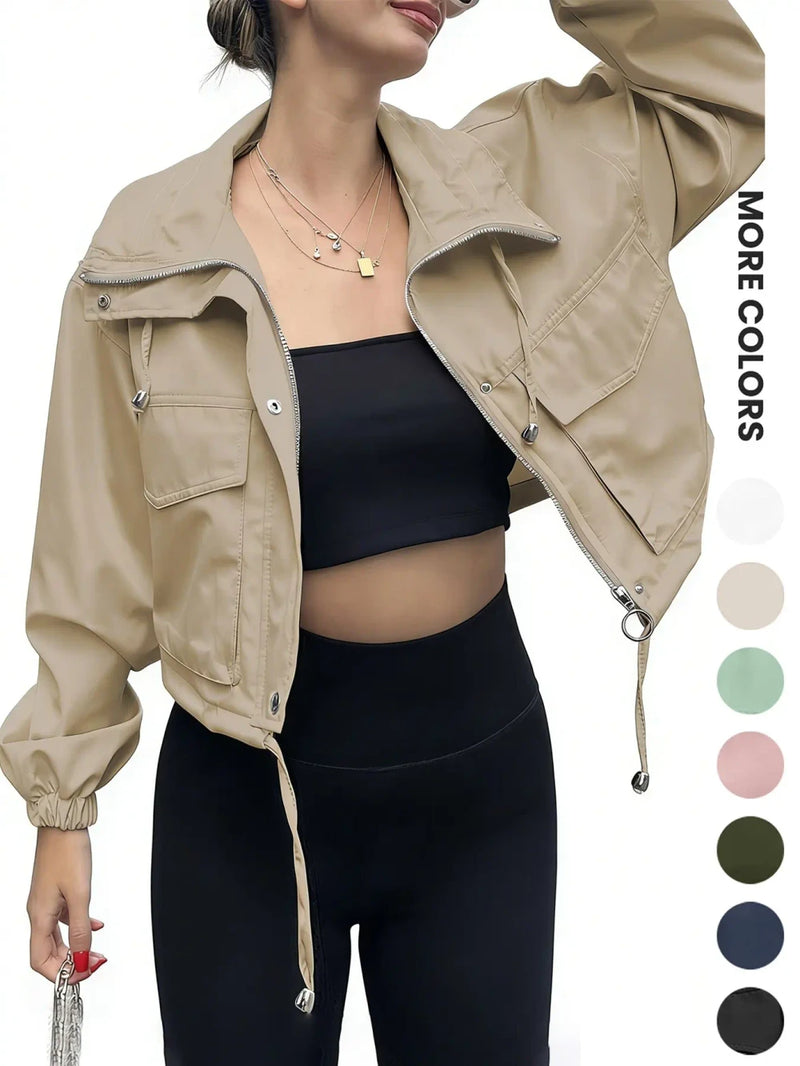 Lightweight Zip Up Crop Jacket