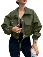 Lightweight Zip Up Crop Jacket