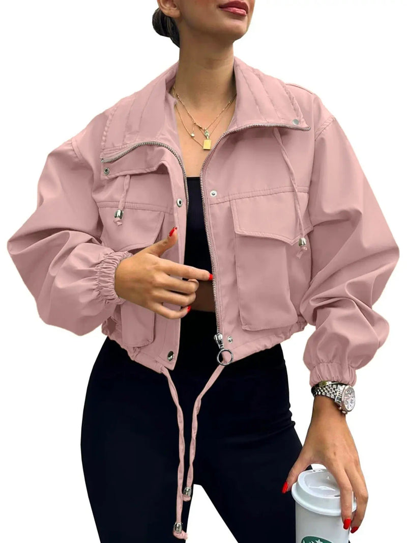 Lightweight Zip Up Crop Jacket