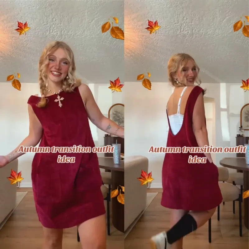 Corduroy Overall Mini Dress