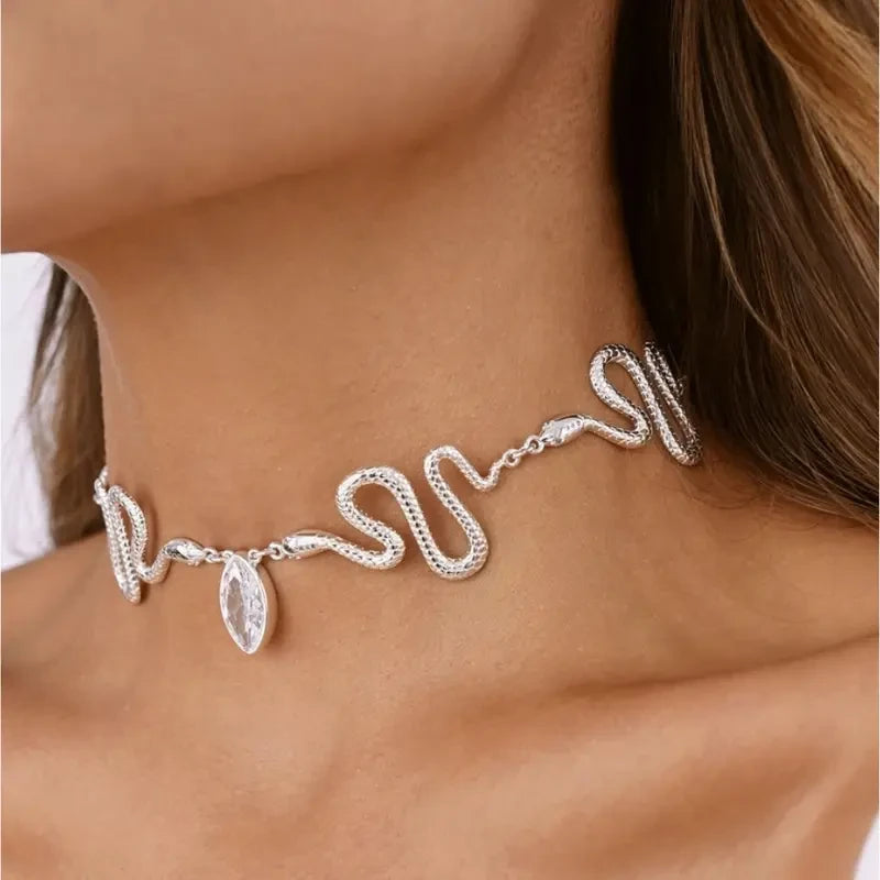 Ettika Serpentina CZ Crystal Choker Necklace