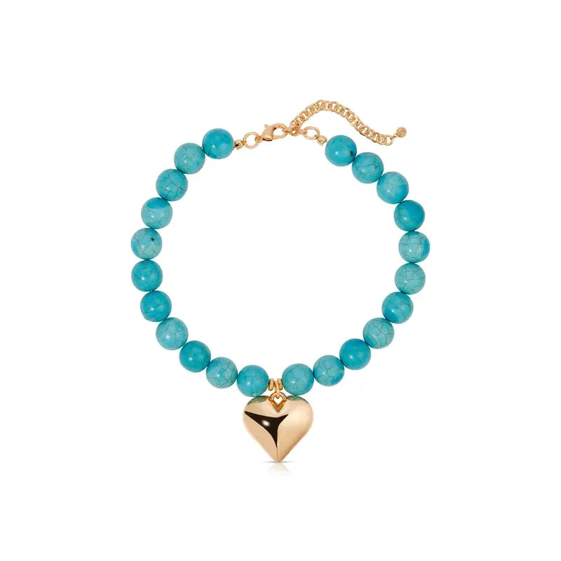 Turquoise Heart Charm Necklace