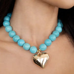 Turquoise Heart Charm Necklace