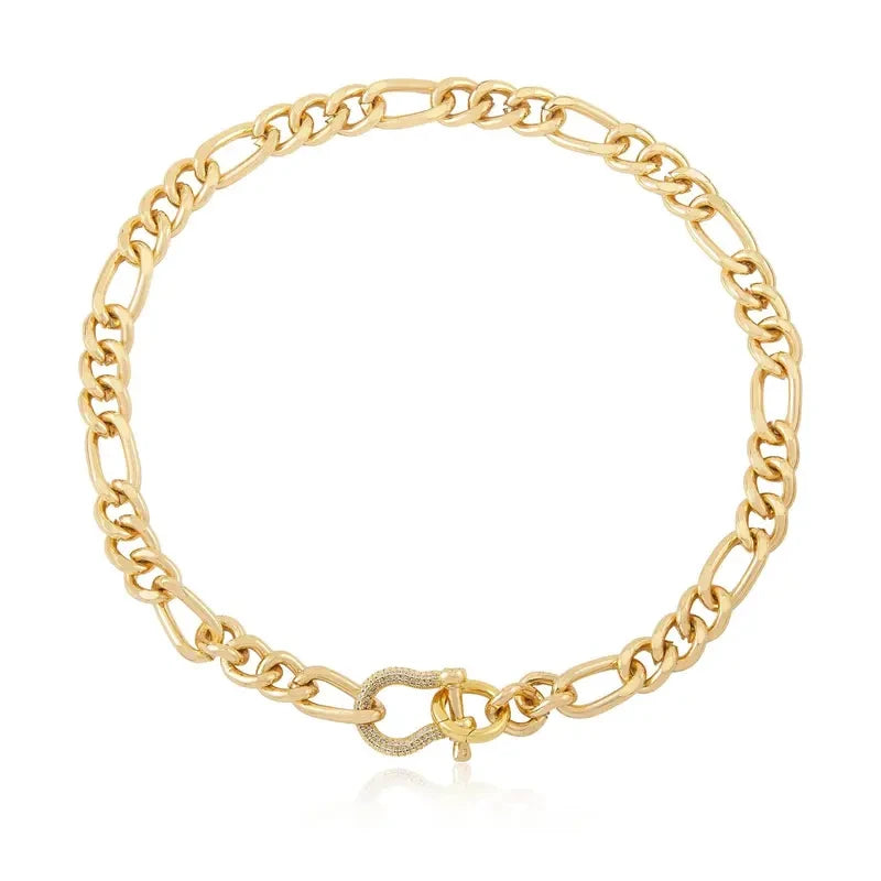 Gold Cuffed Link Necklace
