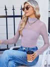 Mesh High Neck Ruched Top