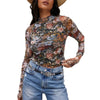 Rose Print Mesh Top