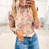 Rose Print Mesh Top