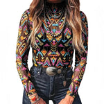 Rose Print Mesh Top
