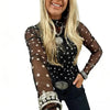 Rose Print Mesh Top