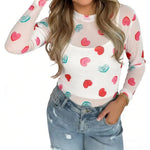 Rose Print Mesh Top