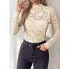 Lace Long Sleeve Mock Neck Top