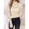 Lace Long Sleeve Mock Neck Top