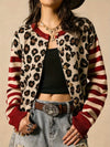 Leopard Print Knit Cardigan Sweater