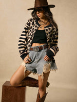 Leopard Print Knit Cardigan Sweater