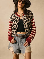 Leopard Print Knit Cardigan Sweater