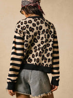 Leopard Print Knit Cardigan Sweater