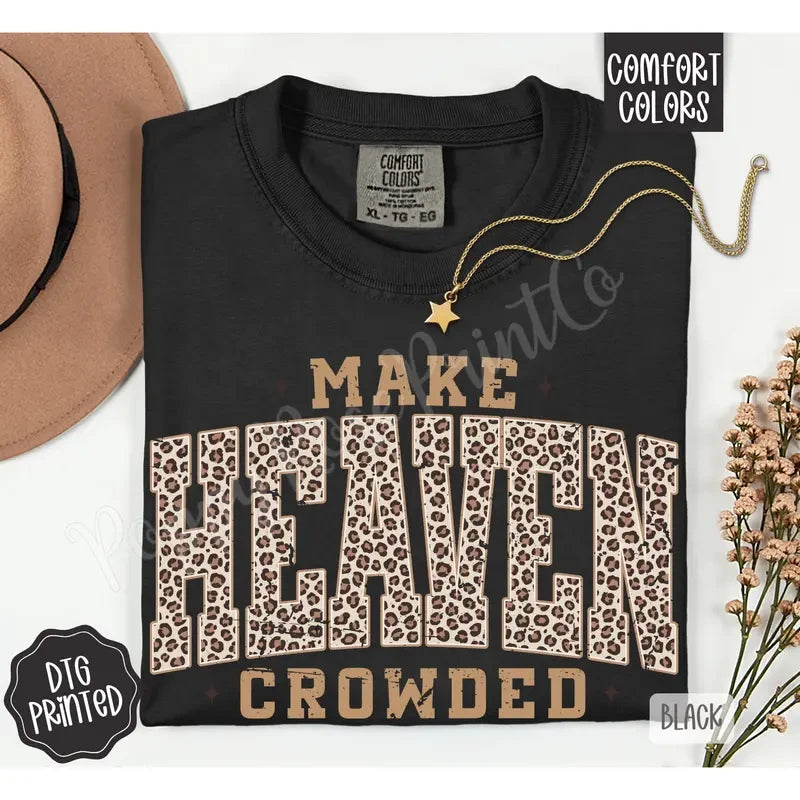 Leopard Print Religious Cotton T-Shirt