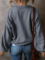 Faux Pearl Drop Shoulder Sweater