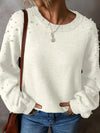 Faux Pearl Drop Shoulder Sweater