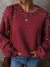 Faux Pearl Drop Shoulder Sweater