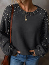Faux Pearl Drop Shoulder Sweater