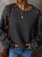 Faux Pearl Drop Shoulder Sweater