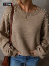 Faux Pearl Drop Shoulder Sweater