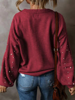 Faux Pearl Drop Shoulder Sweater