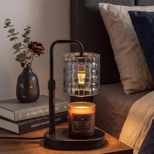 Woven Textured Glass Candle Warmer Lamp
