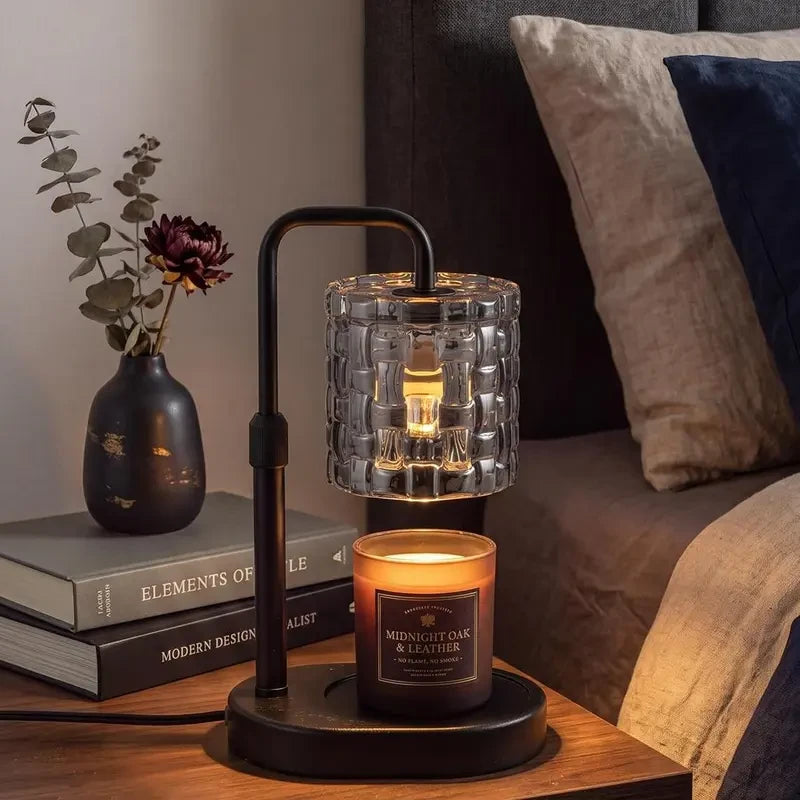 Woven Textured Glass Candle Warmer Lamp