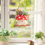Mushroom Smiley Face Hanging Planter