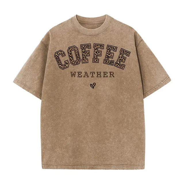 Acid Wash Coffee Graphic T-Shirt